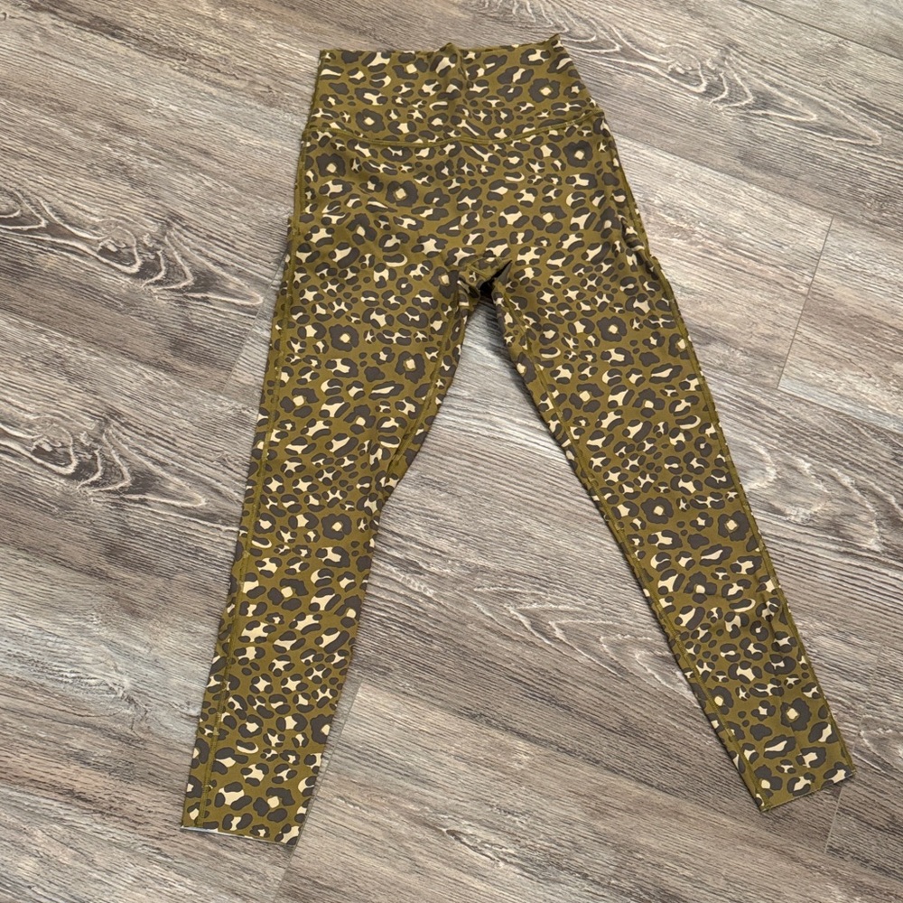Olive Green Leopard Print Leggings